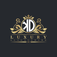 Luxury letter logo with crown initial monogram calligraphic.