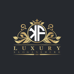 Luxury letter logo with crown initial monogram calligraphic.