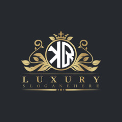 Luxury letter logo with crown initial monogram calligraphic.