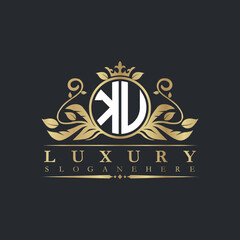 Luxury letter logo with crown initial monogram calligraphic.