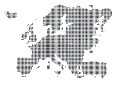 Abstract Metallic Grid Map Of Europe On Transparent Background