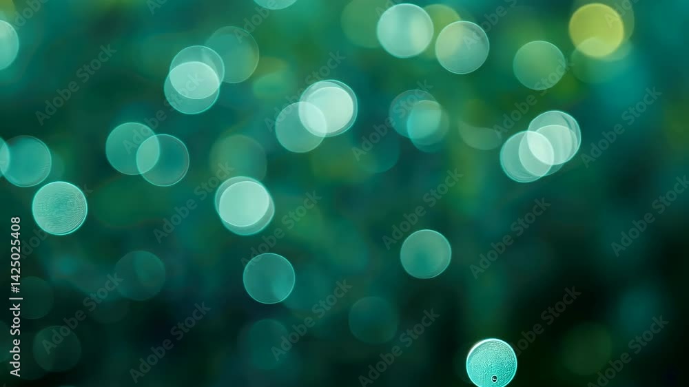 Poster dreamy soft green bokeh lights create abstract atmosphere with calming hues
