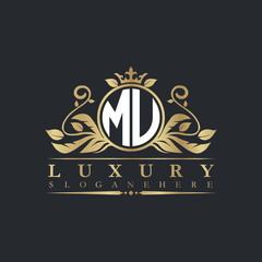 Luxury letter logo with crown initial monogram calligraphic.