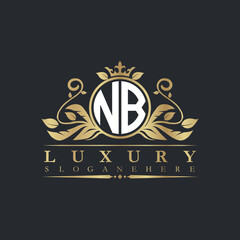 Luxury letter logo with crown initial monogram calligraphic.