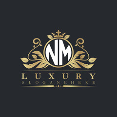 Luxury letter logo with crown initial monogram calligraphic.