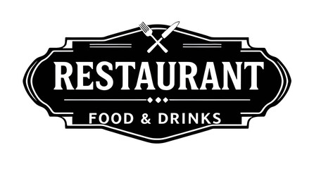 Vintage restaurant logo. Restaurant badge, poster with fork and knife. Vector emblem template