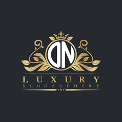 Luxury letter logo with crown initial monogram calligraphic.