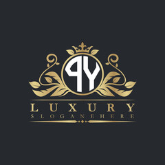 Luxury letter logo with crown initial monogram calligraphic.