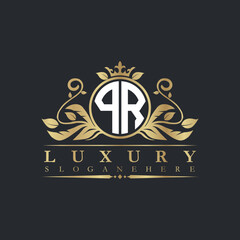 Luxury letter logo with crown initial monogram calligraphic.
