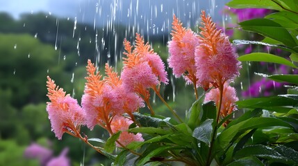 Pink Flowers Rain Shower Nature Photography - Nature Photography