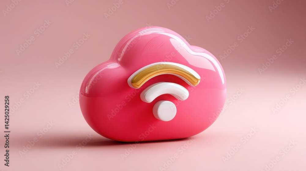 Poster pink heart shaped object representing broadband equity and fair internet access support concepts in 