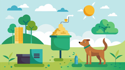 Fototapeta premium A waste disposal system for dog parks that turns pet waste into clean renewable energy.. Vector illustration