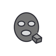 Charcoal facemask colored icons, minimalist vector illustration ,simple transparent graphic element .Isolated on white background
