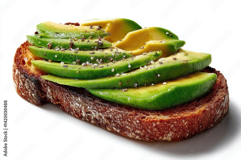 Poster Sliced Avocado Toast Topped with Seeds a Culinary Delight Featuring a Rustic Style Perfect for Breakfast