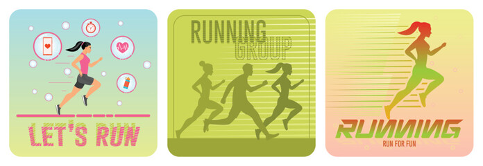 Motivational running featuring fitness and healthy lifestyle concepts