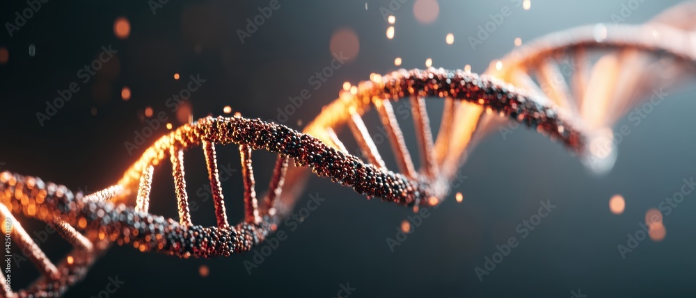 Poster advanced gene therapy with dna structure innovation on dark background and conceptual science resear