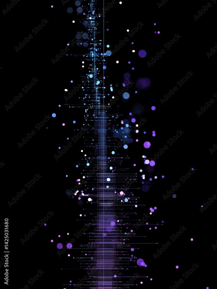Poster abstract digital art of shimmering lights and particles creating a vibrant visual design and modern 