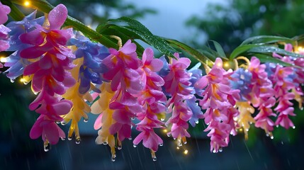 Rainy Night Flowers, Fairy Lights, Pink - Soft