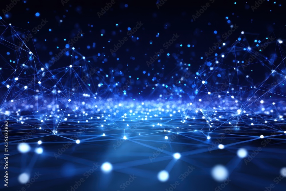 Aufkleber futuristic connection grid glowing in deep blue digital landscape intricate design for networking