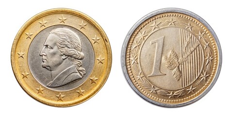 Euro Dollar Coin Architectural Photography: Macro Shot, Close-up, Currency Exchange, Money, Finance, Wealth