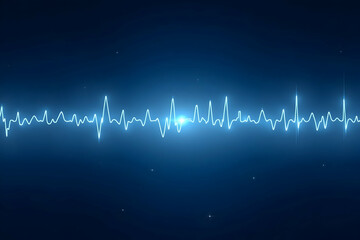 Naklejka premium A Calming Realistic Render of a White Frequency Waveform Pulse on a Blue Canvas Ideal for a Technological Visual or a Medical Infographic Display