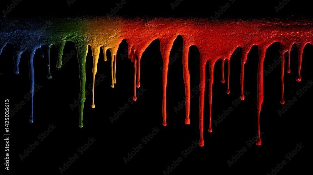 Aufkleber vivid colorful artistic paint drippings against a sleek black backdrop create a striking visual text