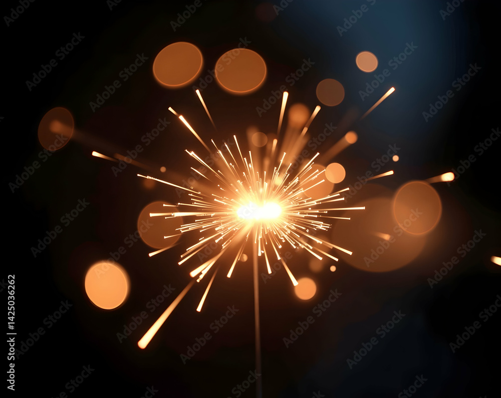 Poster a captivating image showcasing a burst of vibrant sparks with a beautiful bokeh effect and dramatic 