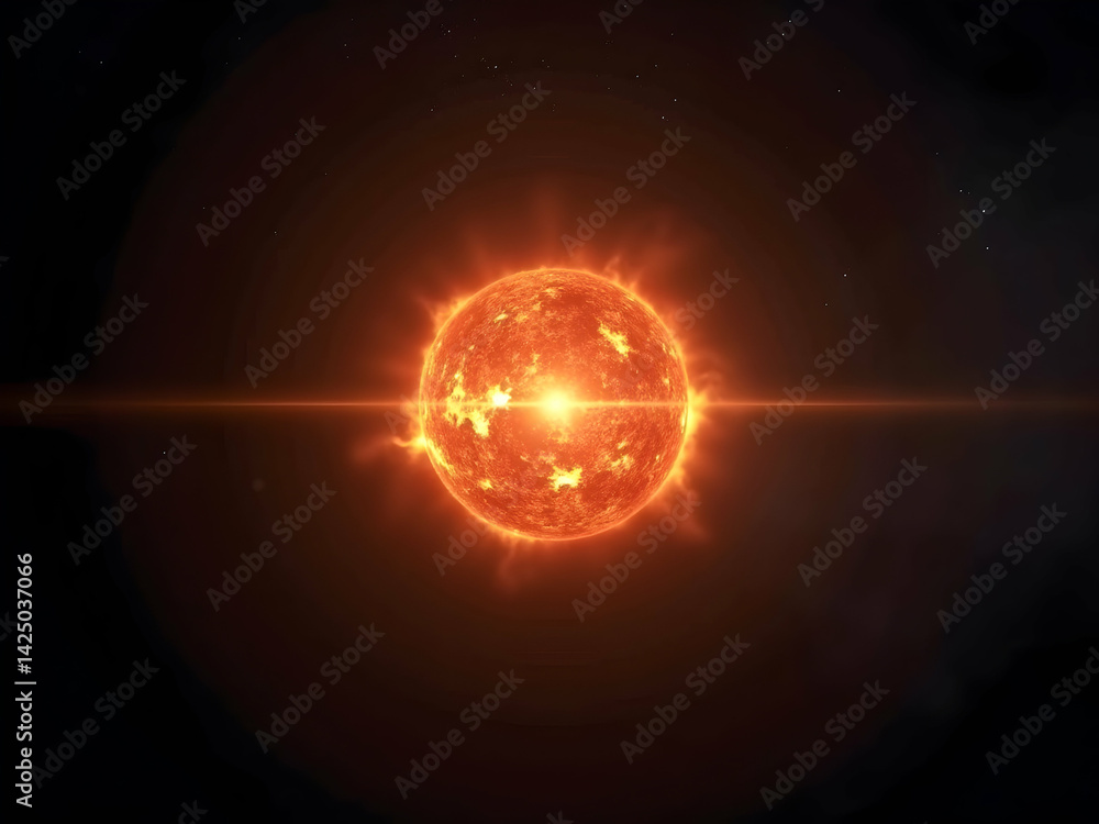 Poster a captivating solar flare displaying intense energy emanating into the cosmos with striking illumina