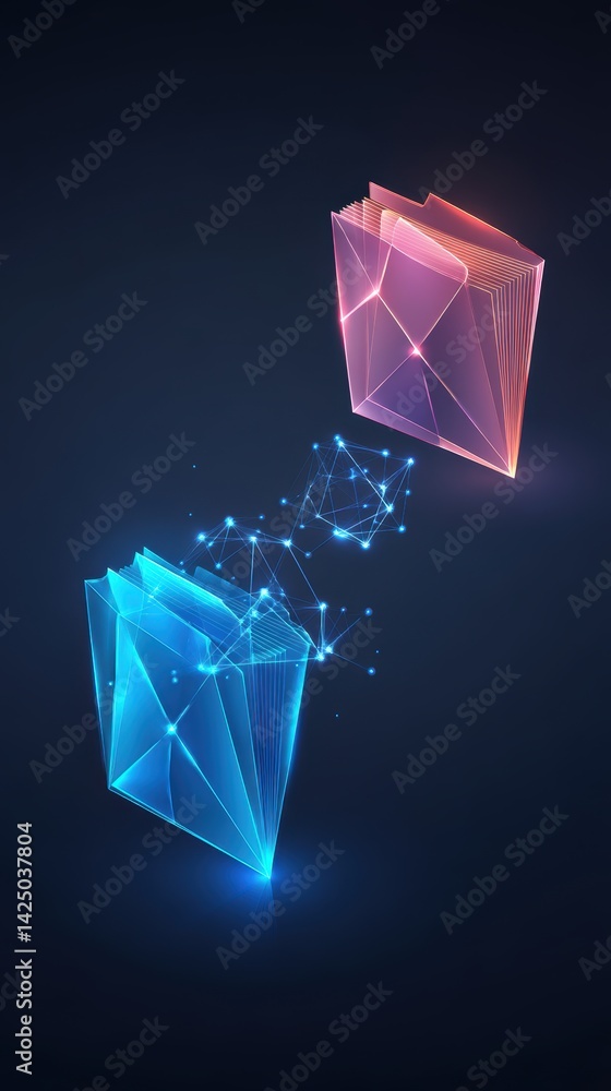 Poster Dynamic digital data exchange illustration displaying information communication with network connections