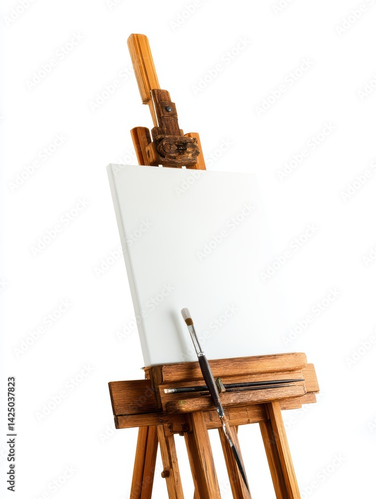 Aufkleber artistic easel with blank canvas and paintbrushes ready for creative expression fine art painting