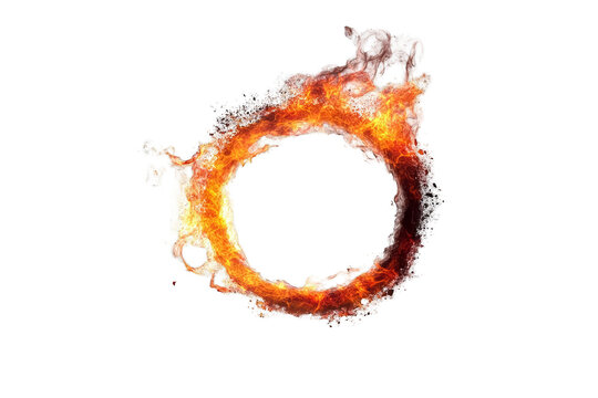 Abstract Flame Ring Illustration Isolated on Transparent Background with Fiery Orange Colors - Powered by Adobe