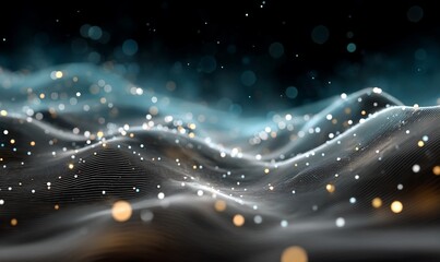 Obraz premium Abstract digital landscape of shimmering particles