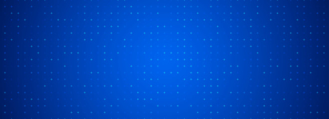 Blue glowing dot grid background. Dotted tech square network backdrop. Abstract checkered dashboard pattern for science, technology, business, healthcare, medicine design template. Vector