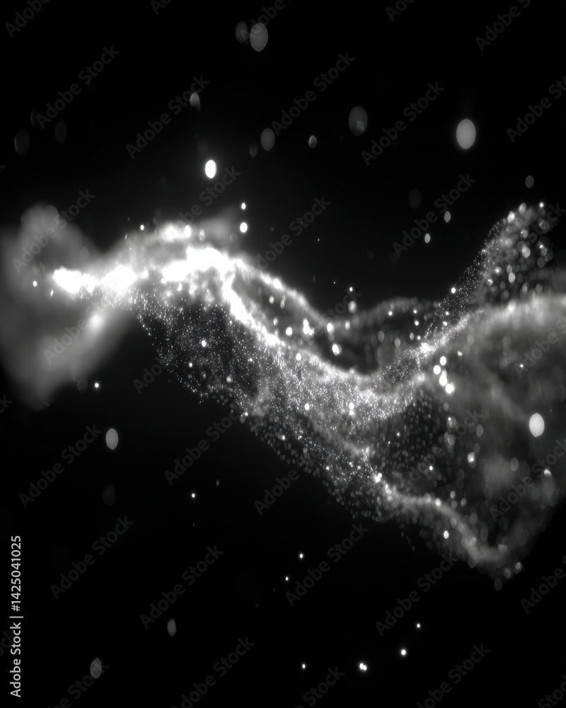 Leinwandbilder ethereal luminous cloud in a dark backdrop with twinkling sparkles and bokeh effect creating cosmic 