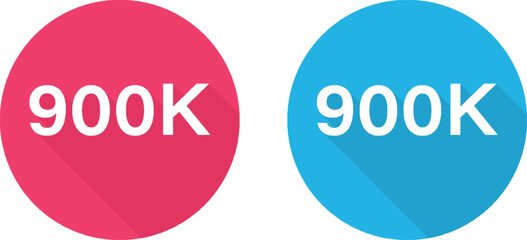 900K Circular Icons Displaying in Red and Blue with Long Shadow.