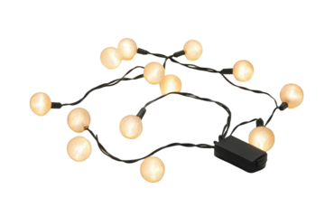 Decorative String Lights with Glowing Spheres on Transparent Background