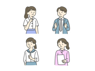 学生と教師のイラストセット