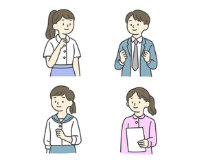 学生と教師のイラストセット