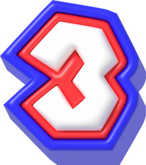 Obraz premium Number 3, Super Cartoon 3D Lettering