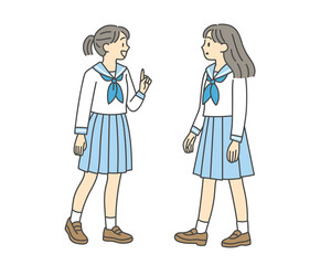 制服女子の会話シーン