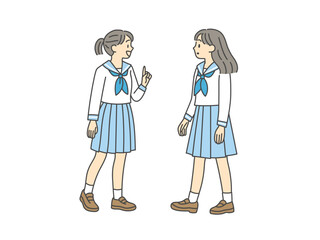 制服女子の会話シーン