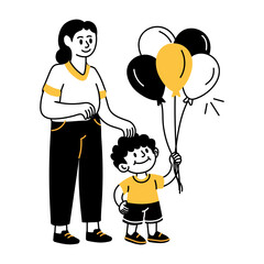 A hand drawn style illustration showing kid balloons 

