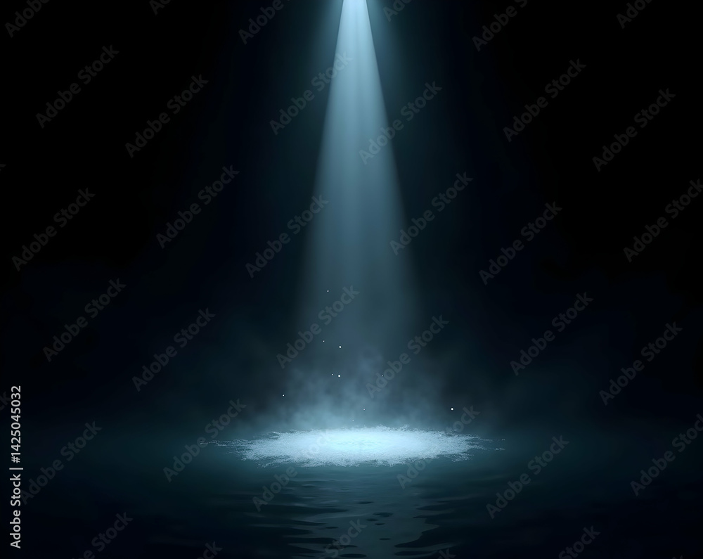 Poster a mesmerizing light beam pierces through water creating a surreal and enchanting atmosphere with a c