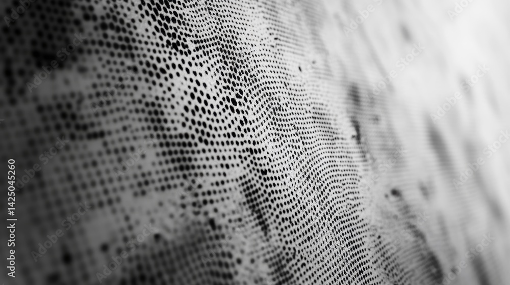 Leinwandbilder Abstract grayscale image of a textured surface with a dotted pattern creating wave-like forms.