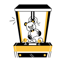 Prize claw machine illustration in hand drawn style 
