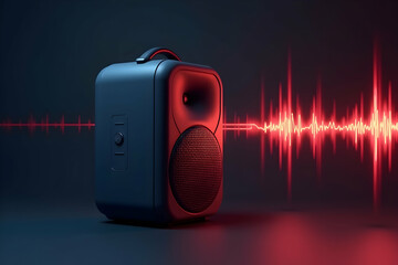 A Minimalist Portable Speaker Emitting Pulsating Sound Waves Creates an Immersive and Visually Engaging Audio Experience for Music Enthusiasts Anywhere