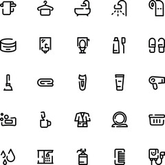 Bathroom Dashed Line Icon Set