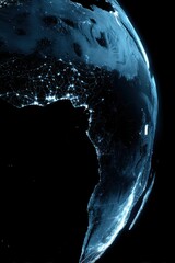 Dramatic Image of Earth from Space Highlighting Urban Lights and Atmospheric Beauty in Dark Backdrop