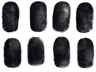 Eight Abstract Black Shapes With Glitter Isolated on a Transparent Background