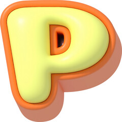 Letter P, Cartoon Pastel 3D Lettering
